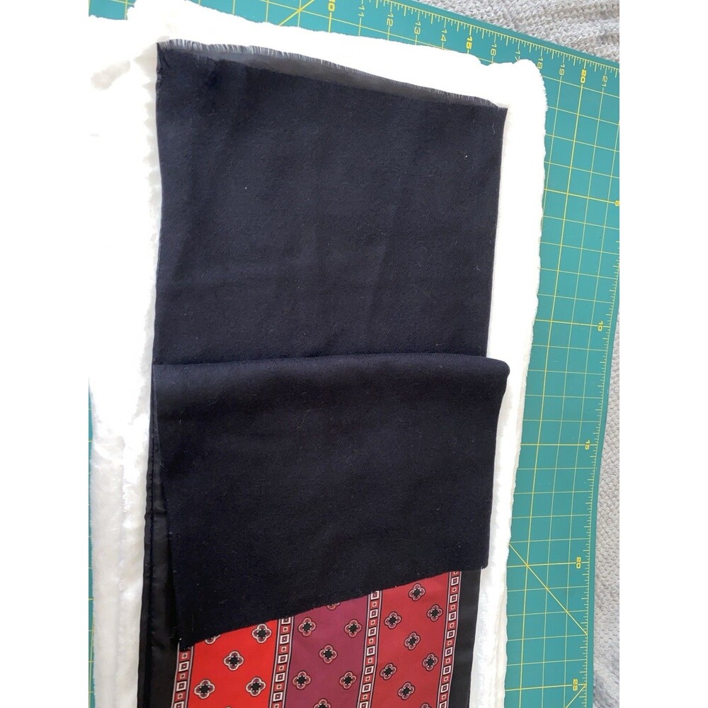 Vintage Red and Black Patterned Silk Scarf - Picture 4 of 16